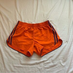 Orange Athletic Shorts with Blue Stripes